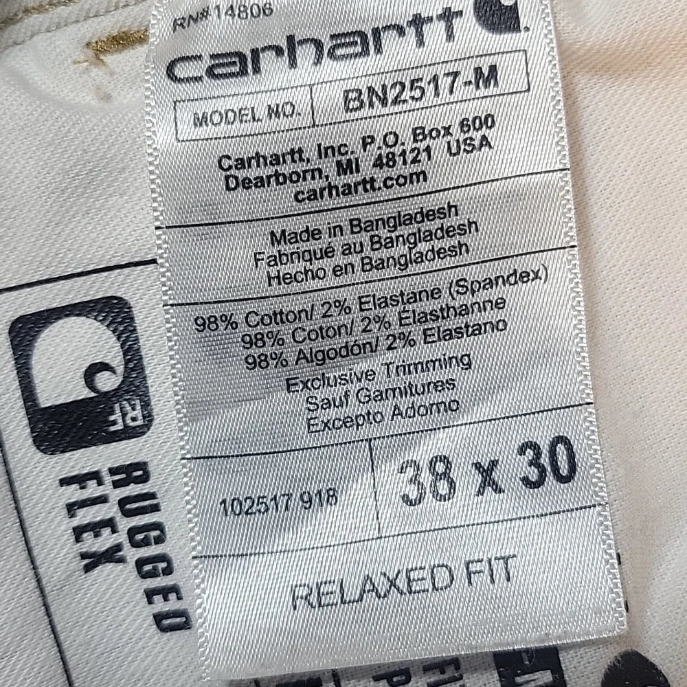 Carhartt Men's Khaki Canvas Flex Relaxed Fit Jeans‎ 38/30